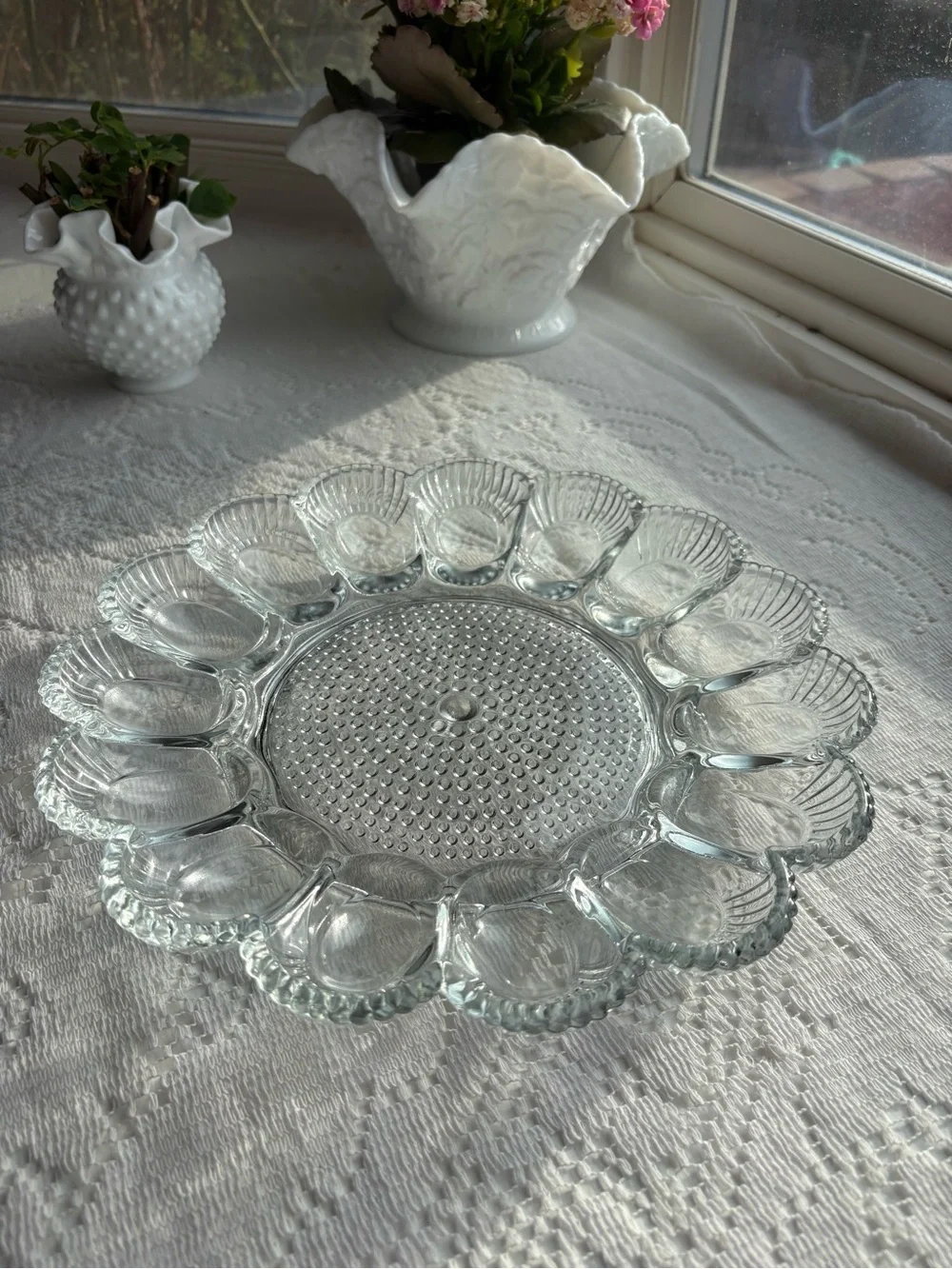 Clear Glass Deviled Egg & Serving Platter